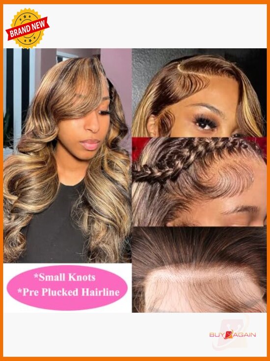 13x6 Lace Front Wig Human Hair Highlight Ombre Body Wave 180 Density 24 Inch